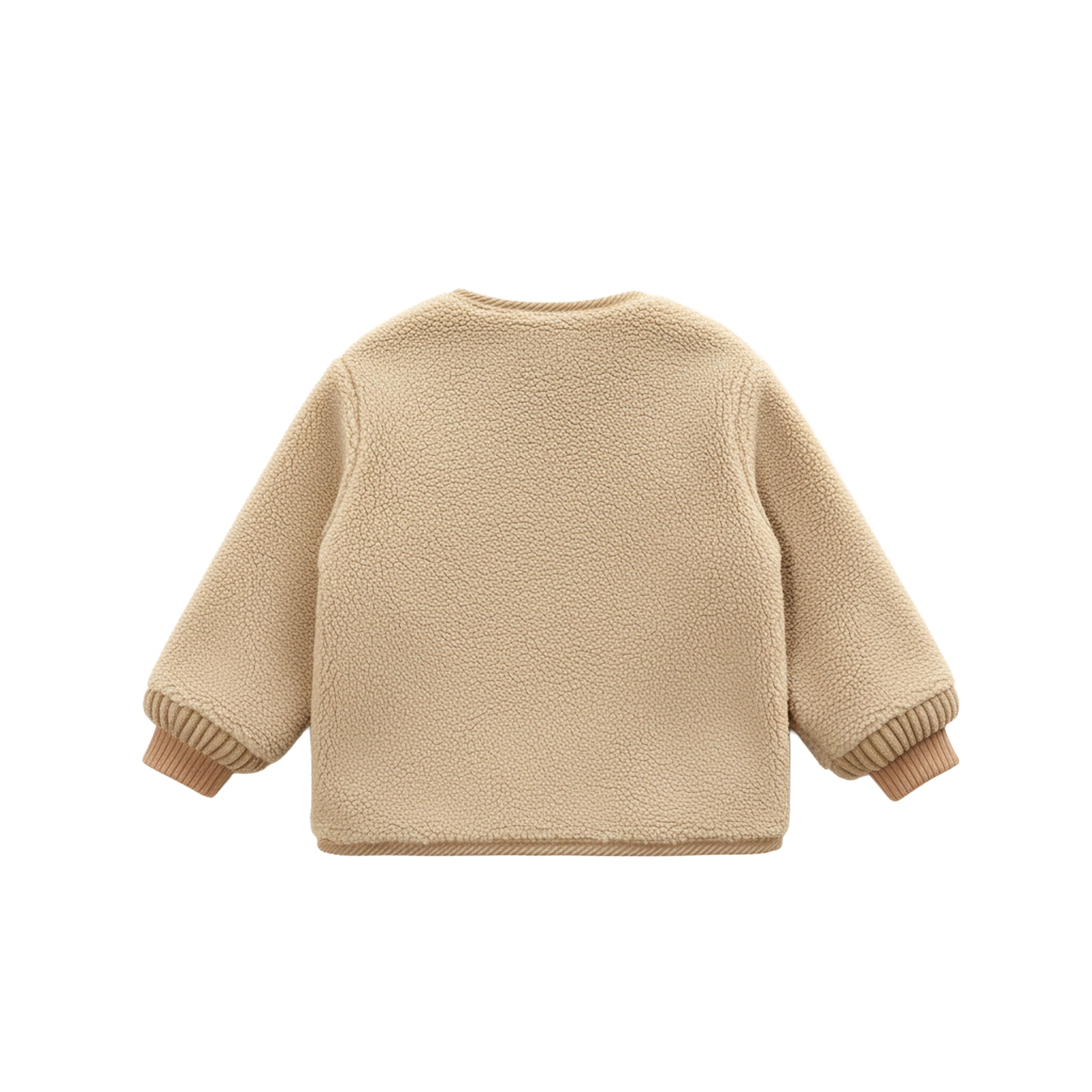 Light Brown Button-Up Fleece Jacket