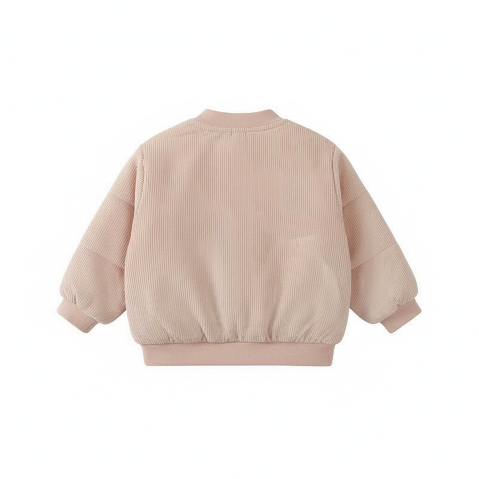 Light Pink Ribbed Bomber Jacket