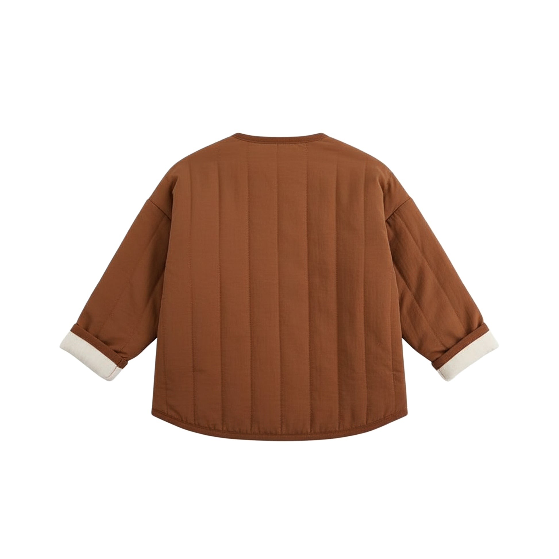 Brown Collarless Padded Jacket