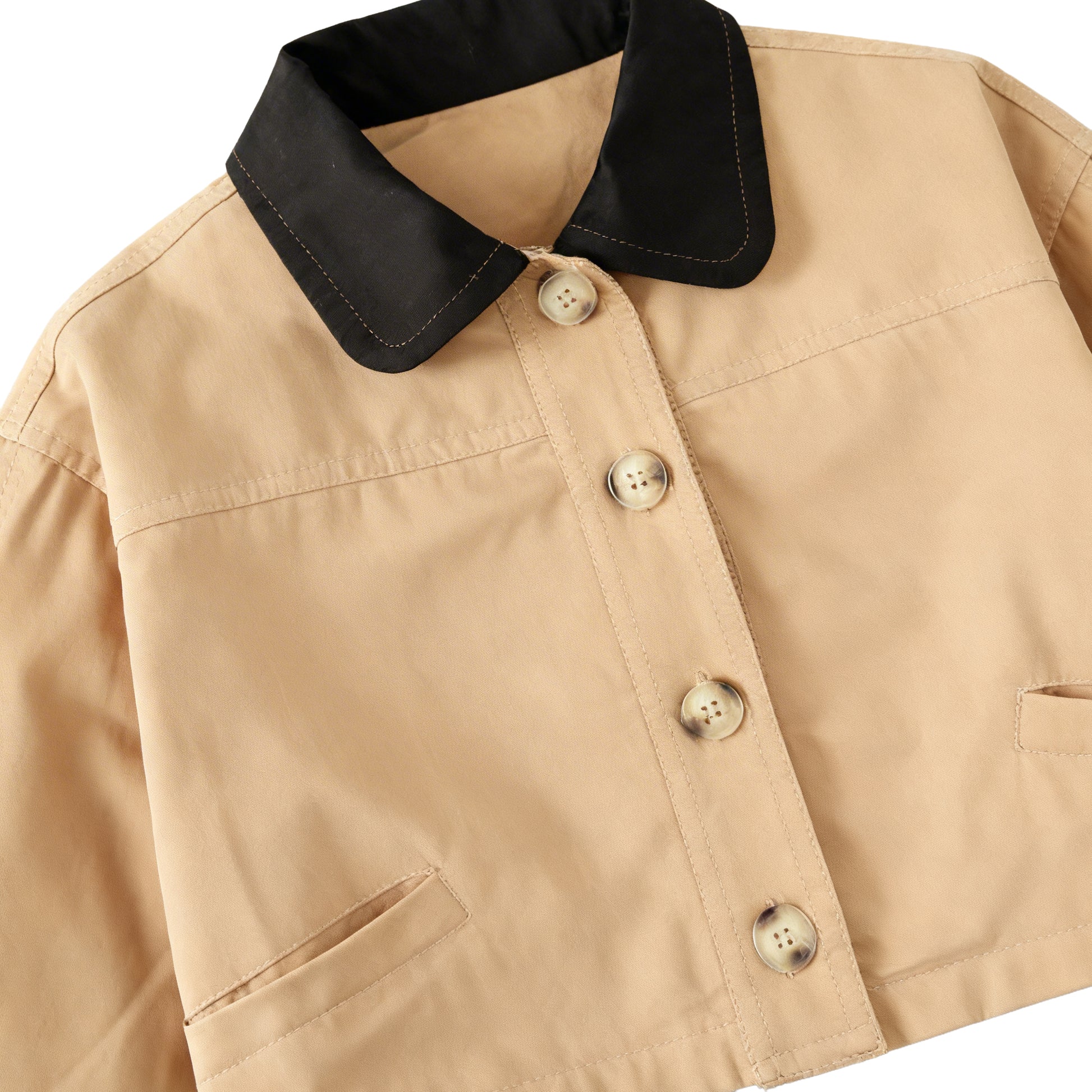Brown Contrast Collar Jacket