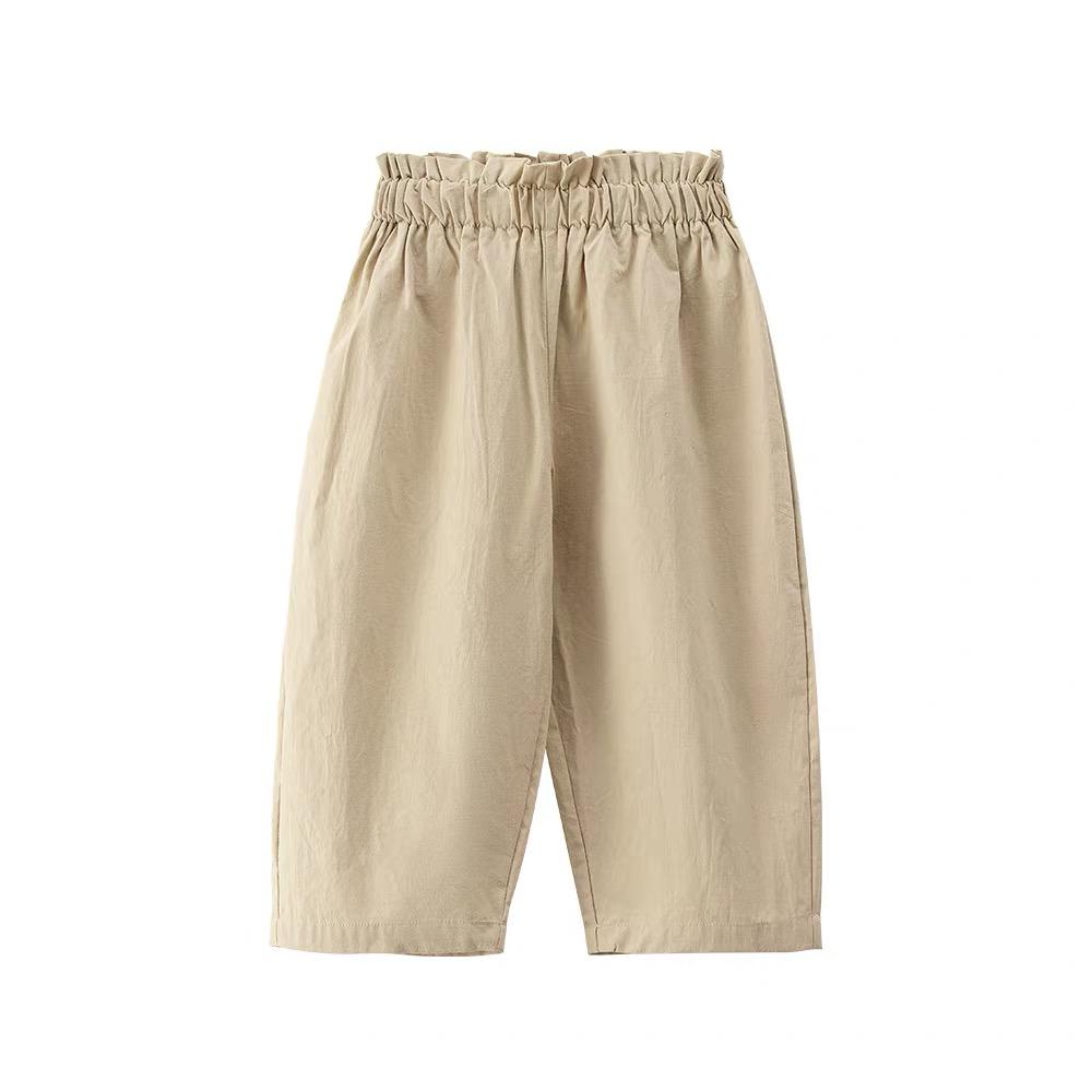 Beige Pants with Elastic Waistband