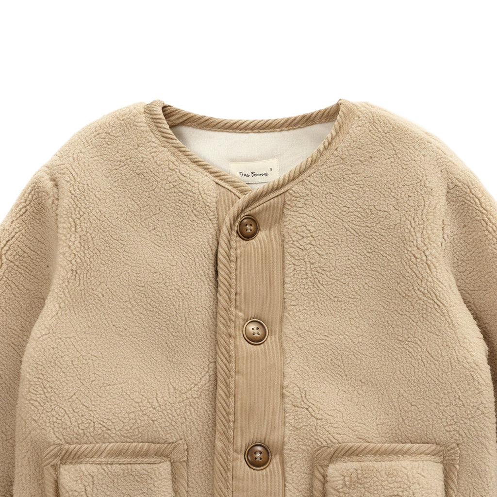 Light Brown Button-Up Fleece Jacket