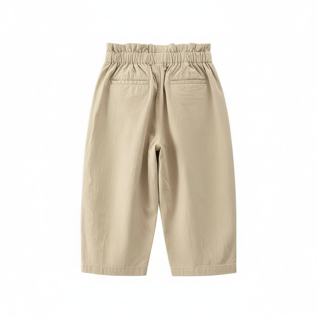 Beige Pants with Elastic Waistband