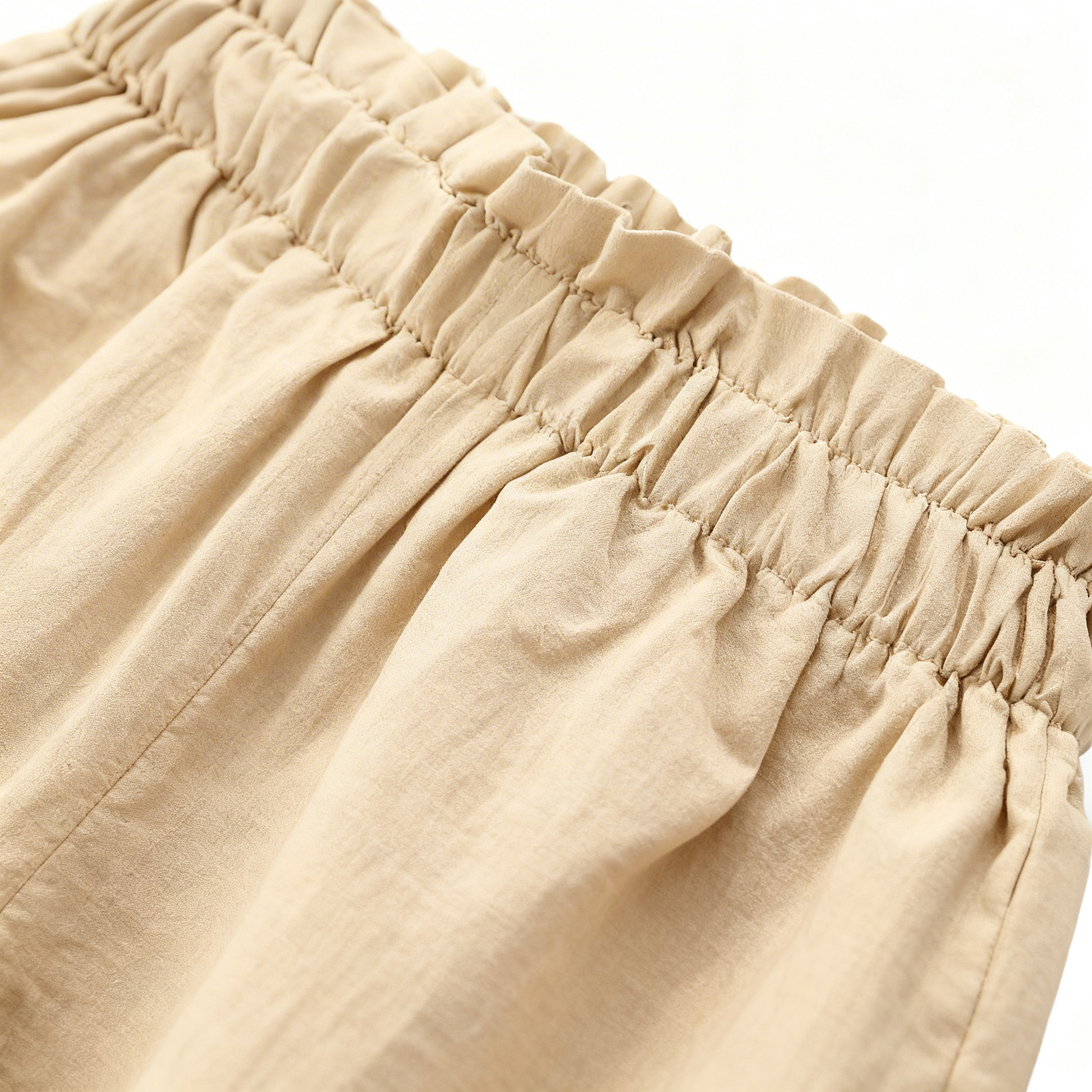 Beige Pants with Elastic Waistband
