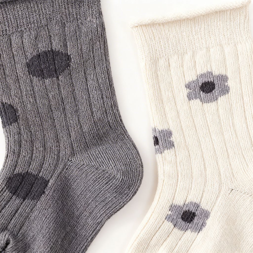 2 Pack Socks – Grey Dots & Beige Flowers