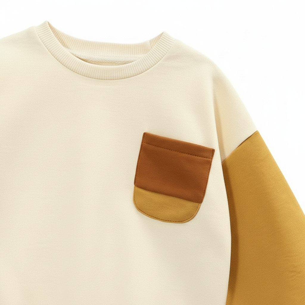 Colorblock Sleeve Beige Sweater